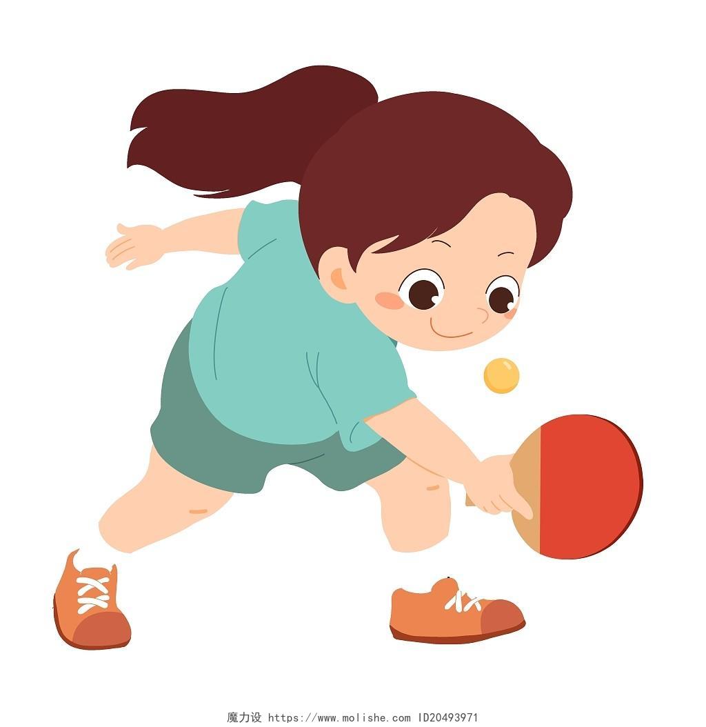 小女孩正努力的练习乒乓球虽然辛苦却开心乒乓球运动健身